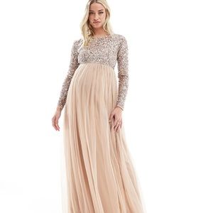 ASOS Blush Sequin Maternity Dress